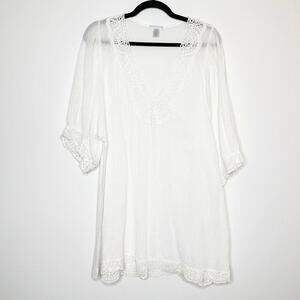 Eberyjey Lace Trim Tunic Women's White Size Small Medium